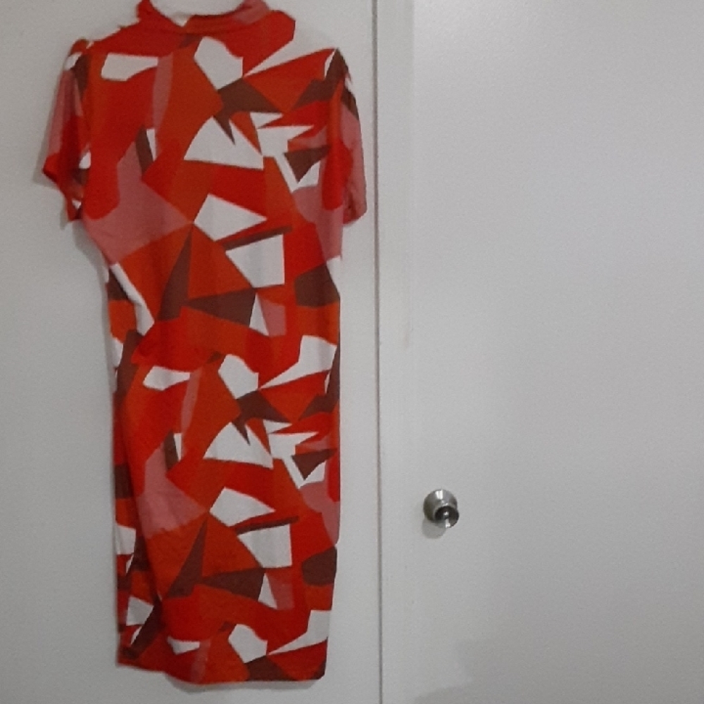 Orange Geometric Pattern Dress - Picture 4 of 5